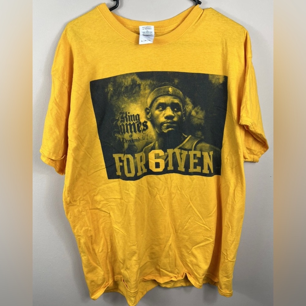 LeBron King James Is Forgiven Cleveland Cavaliers NBA XL Yellow TShirt Cavs GOAT